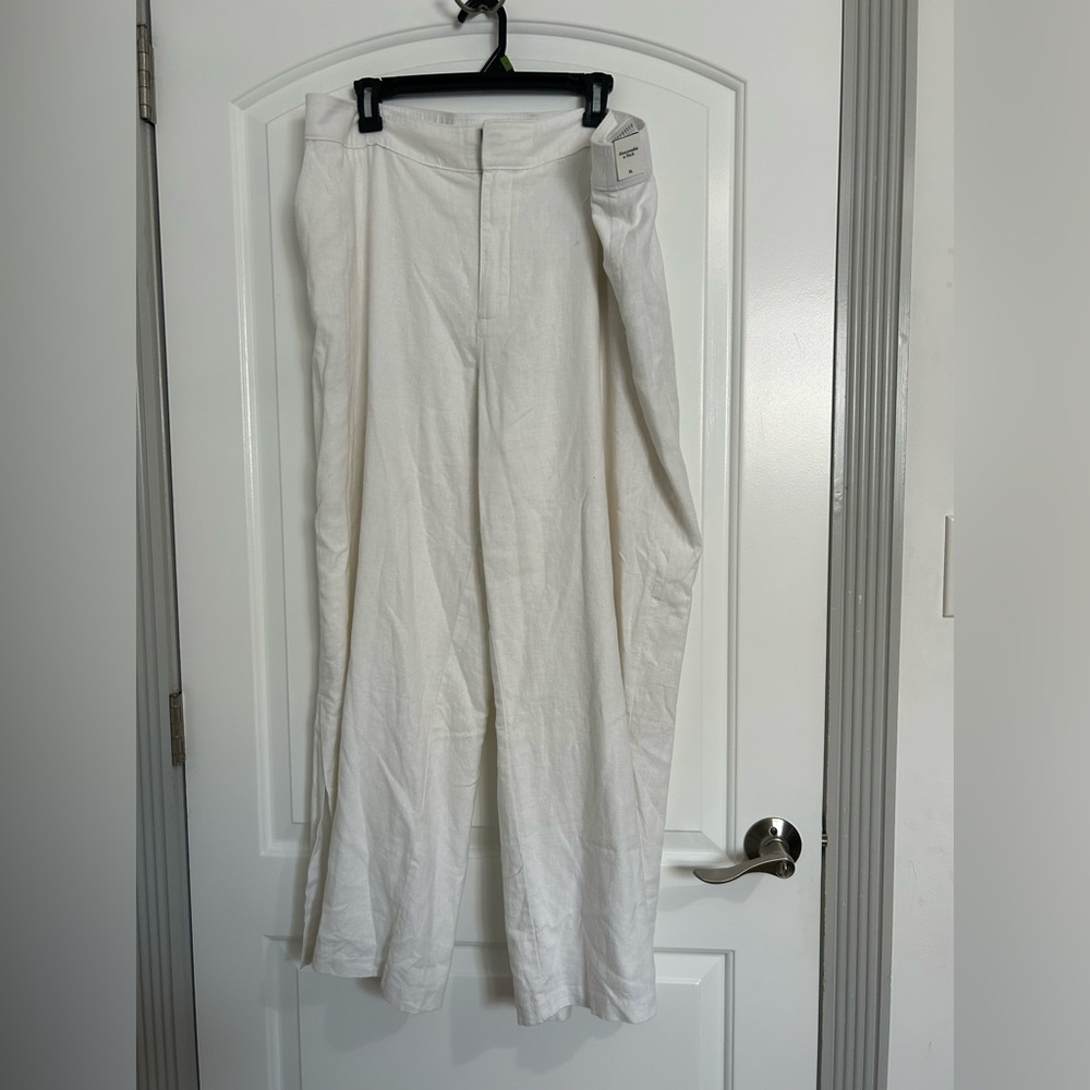 Abercrombie & Fitch 100% linen blend white Linen Trousers pants size XL NWT - Picture 2 of 13
